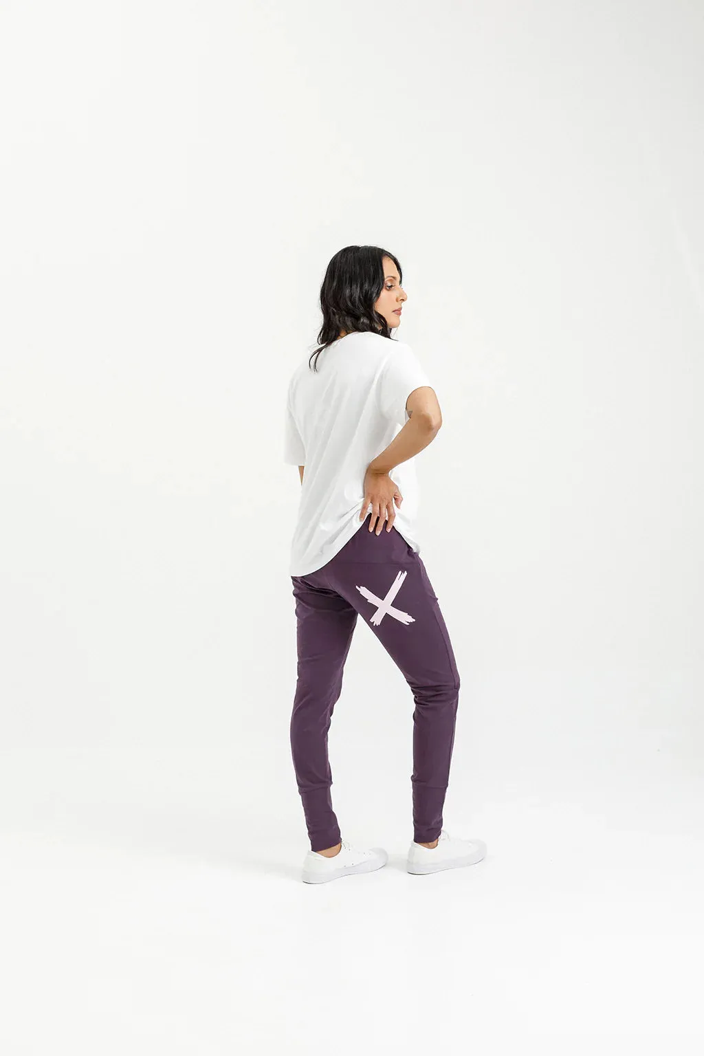 Apartment Pants -  Plum with pastel pink