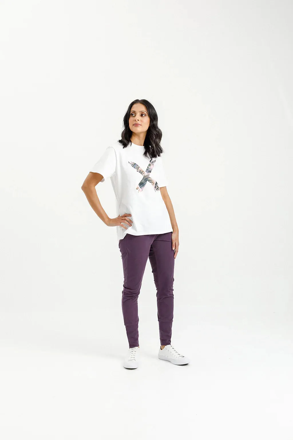 Apartment Pants -  Plum with pastel pink
