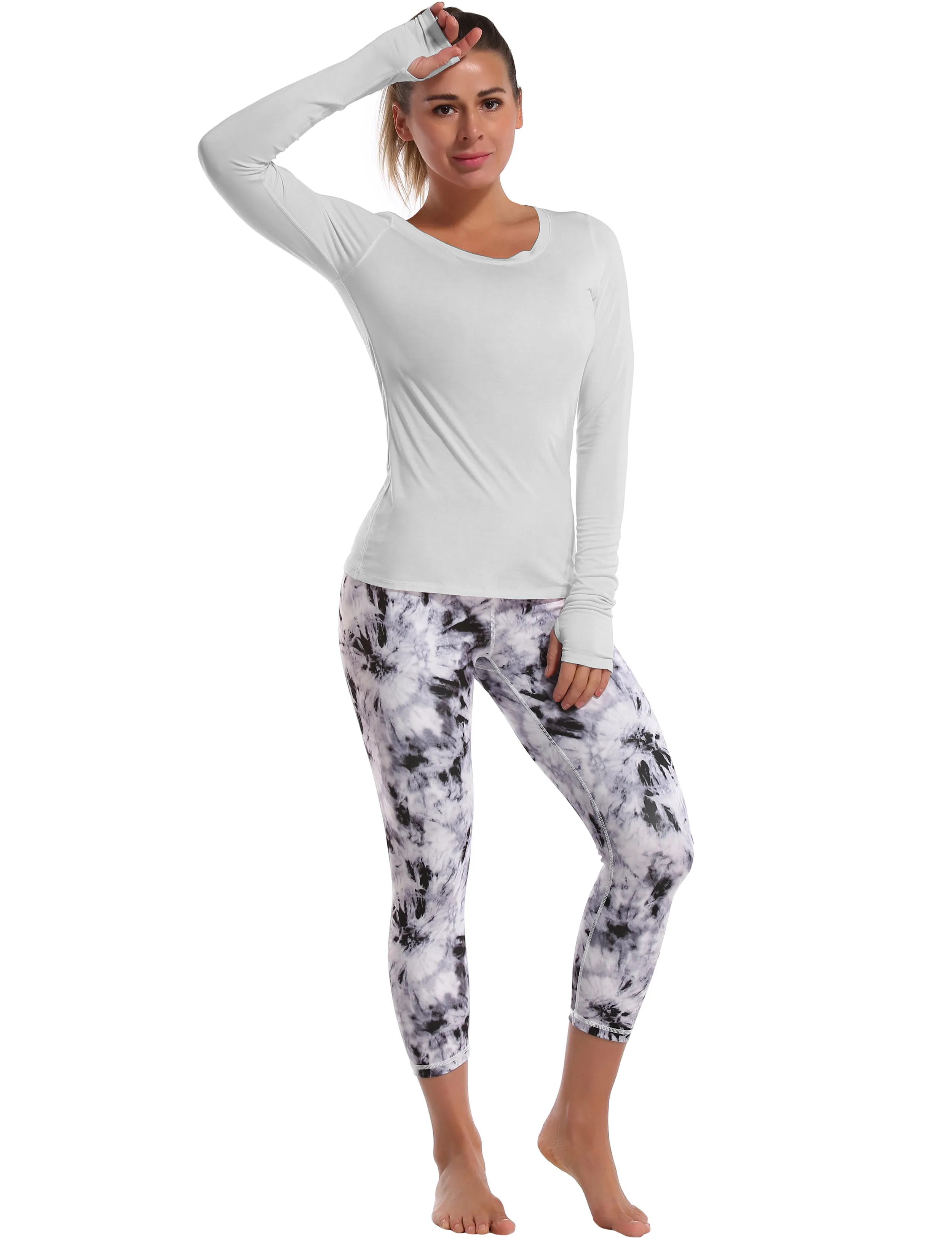 Athlete Long Sleeve Tops lightgray ins_Plus Size