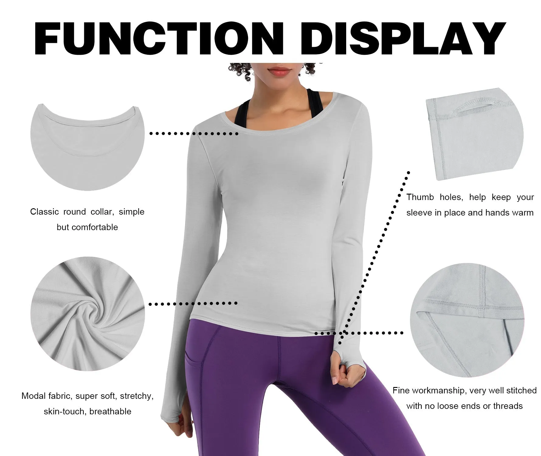 Athlete Long Sleeve Tops lightgray ins_Plus Size