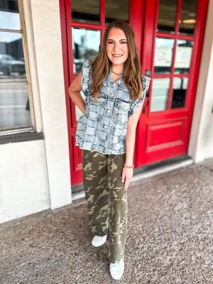 Camouflage Print Stretch Pants
