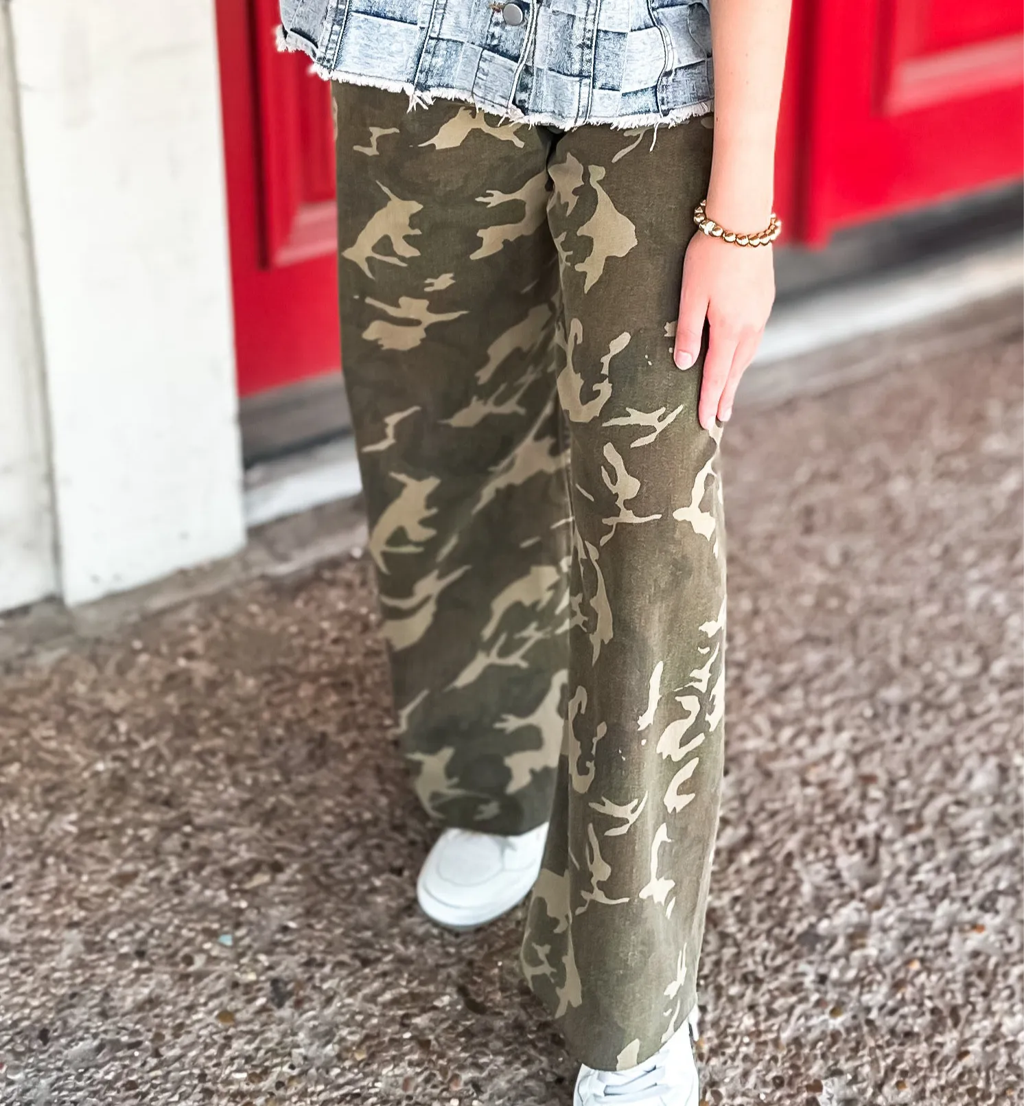 Camouflage Print Stretch Pants