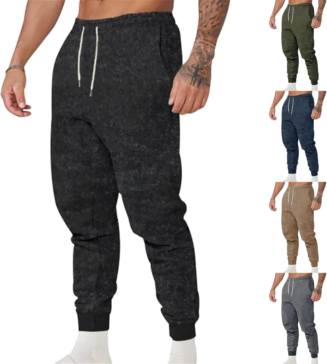 Casual Pants for Men Sports Wide Tube Leg Pants Elastic Mens Pants Slim Fit Spring Autumn