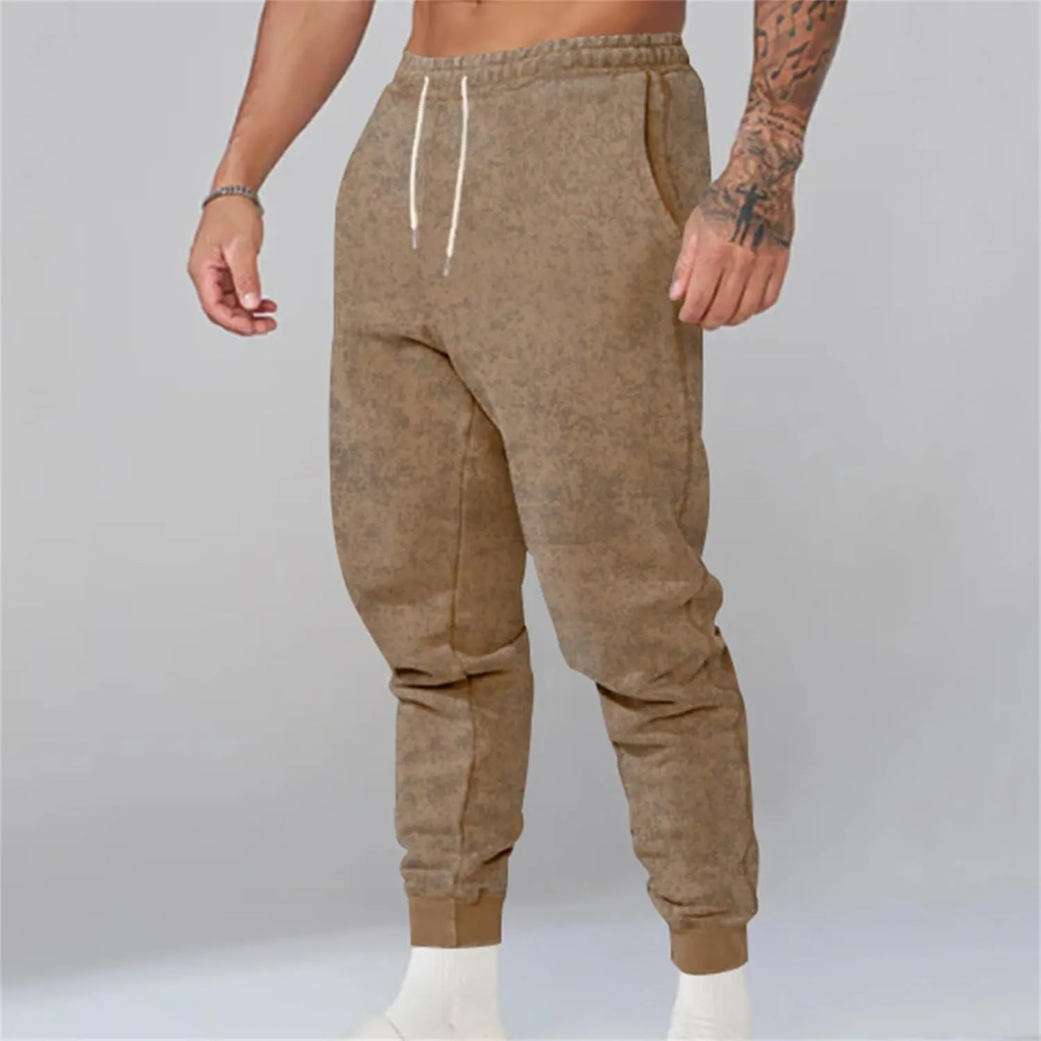 Casual Pants for Men Sports Wide Tube Leg Pants Elastic Mens Pants Slim Fit Spring Autumn