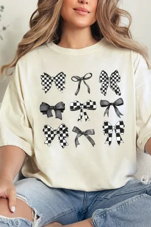 Checkered Retro Coquette Bows Comfort Colors Adult Ring-Spun Cotton Tee