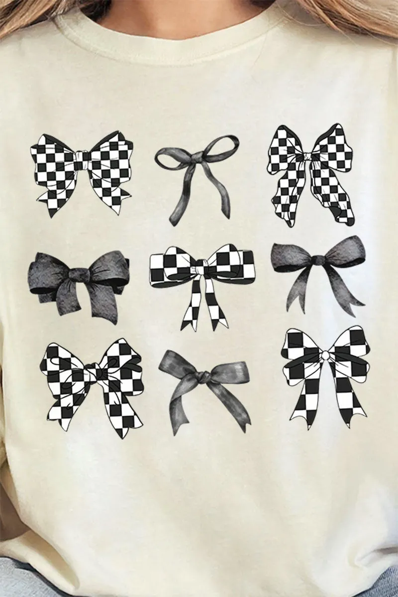 Checkered Retro Coquette Bows Comfort Colors Adult Ring-Spun Cotton Tee