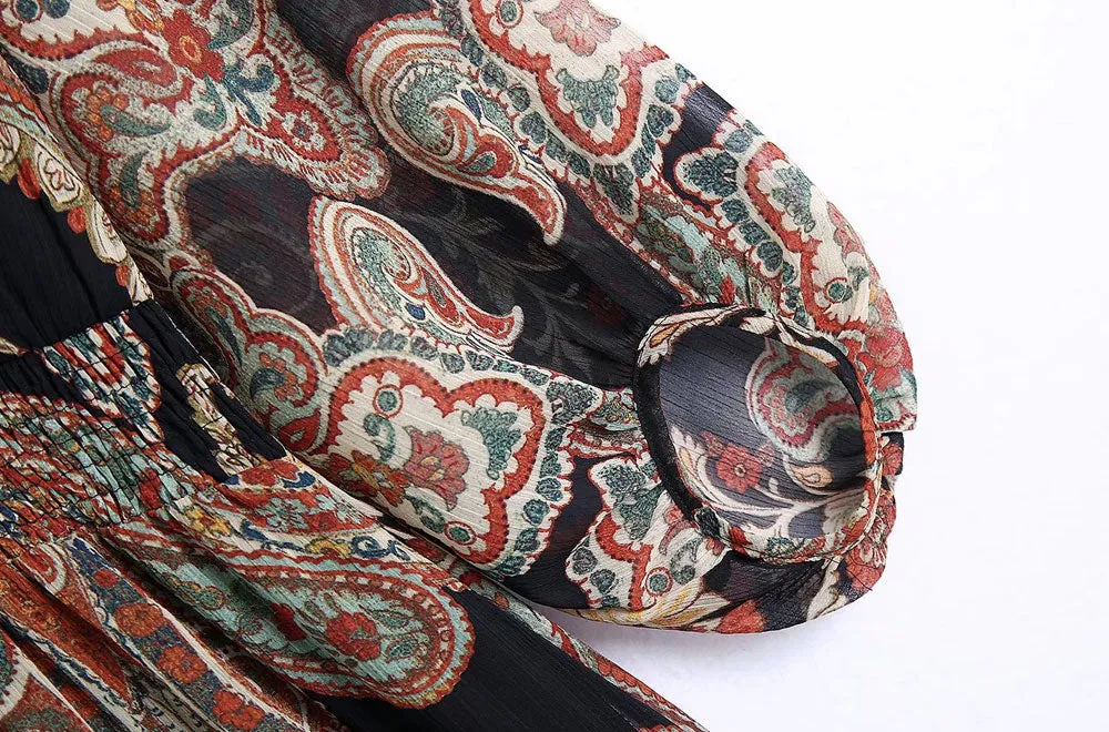 Chic Vintage Ruffled Totem Dress