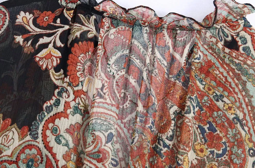 Chic Vintage Ruffled Totem Dress