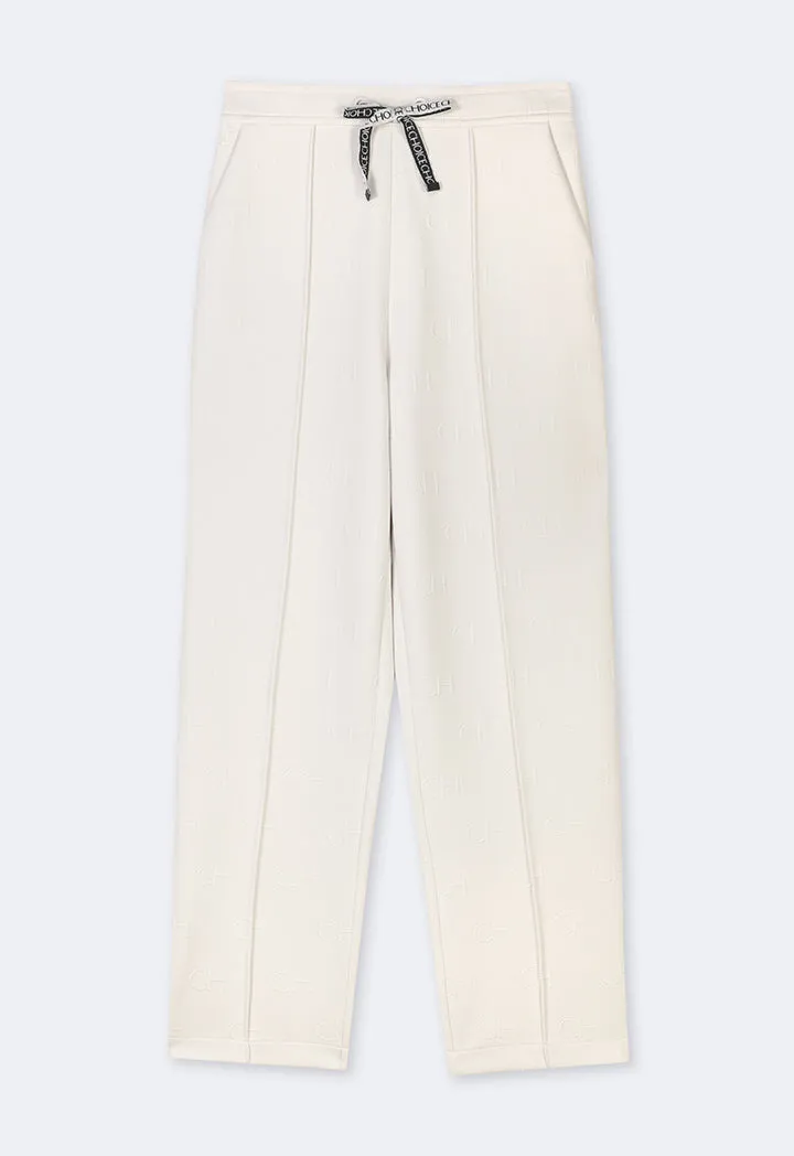 Choice Solid Monogram Drawstring Trousers Sand