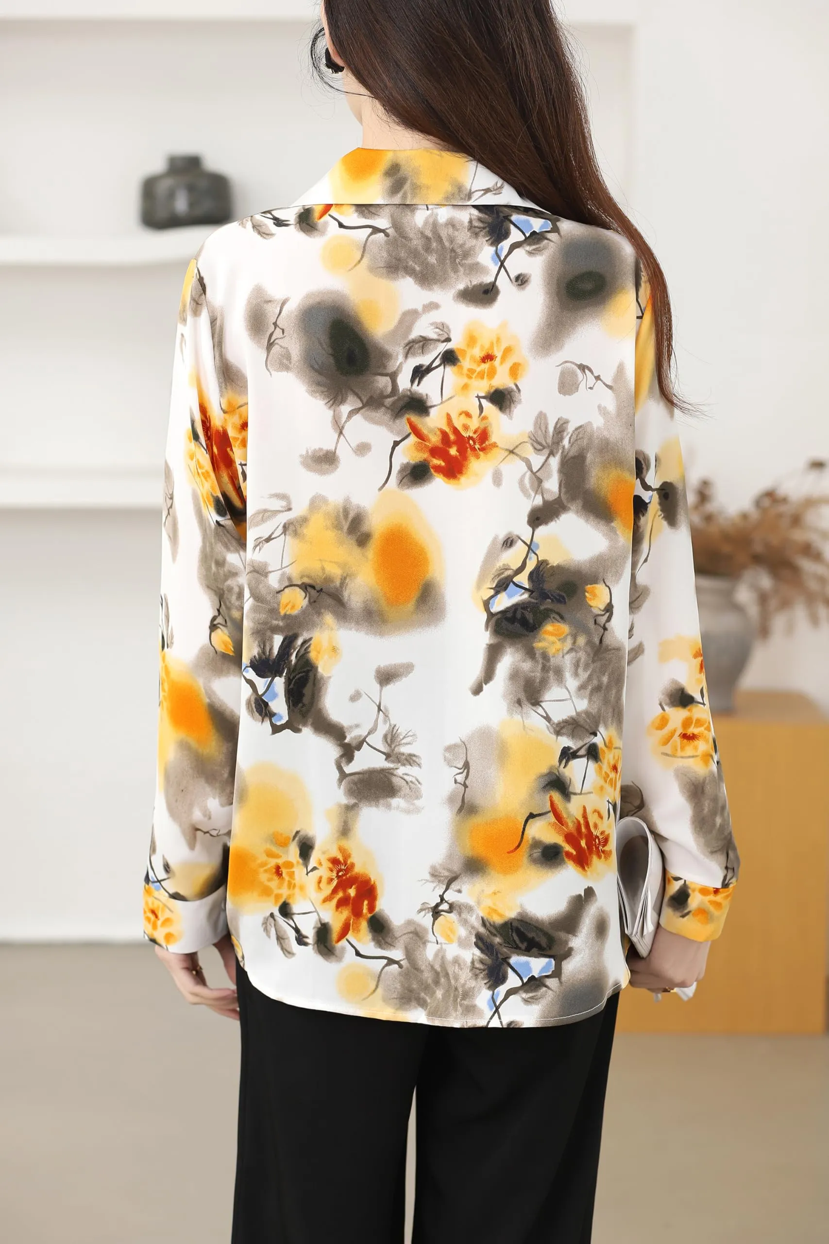 Collared Floral Print Shirt Blouse