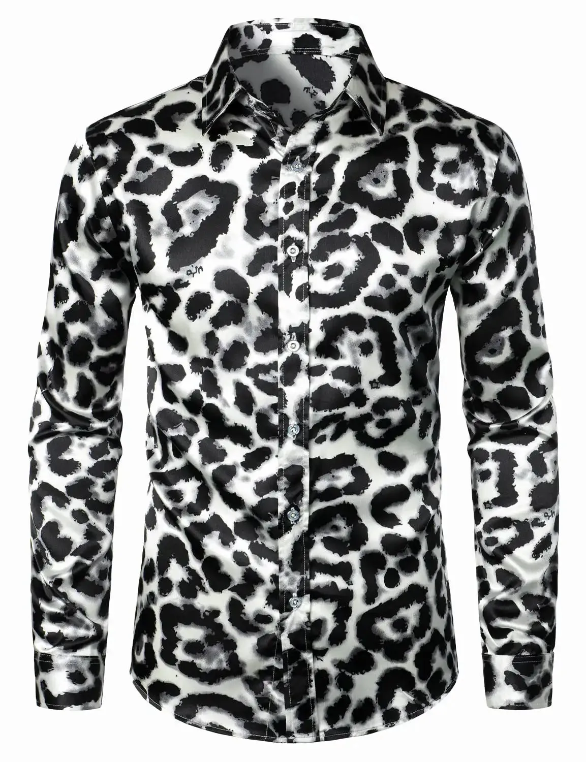 EM Geometric Flower Print Men's Long Sleeve Shirt