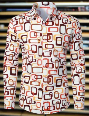 EM Geometric Flower Print Men's Long Sleeve Shirt