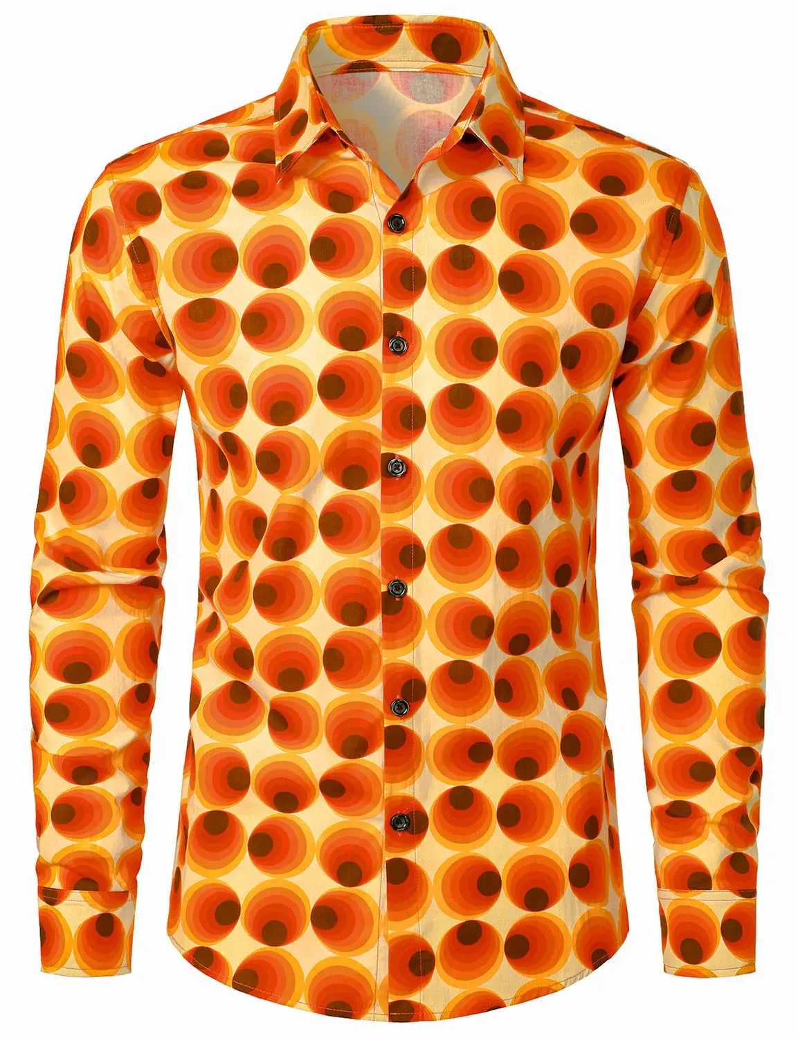 EM Geometric Flower Print Men's Long Sleeve Shirt