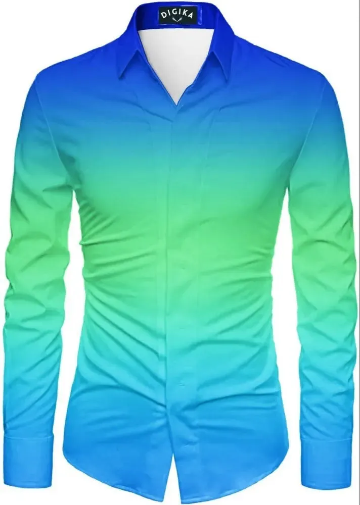 EM Geometric Flower Print Men's Long Sleeve Shirt