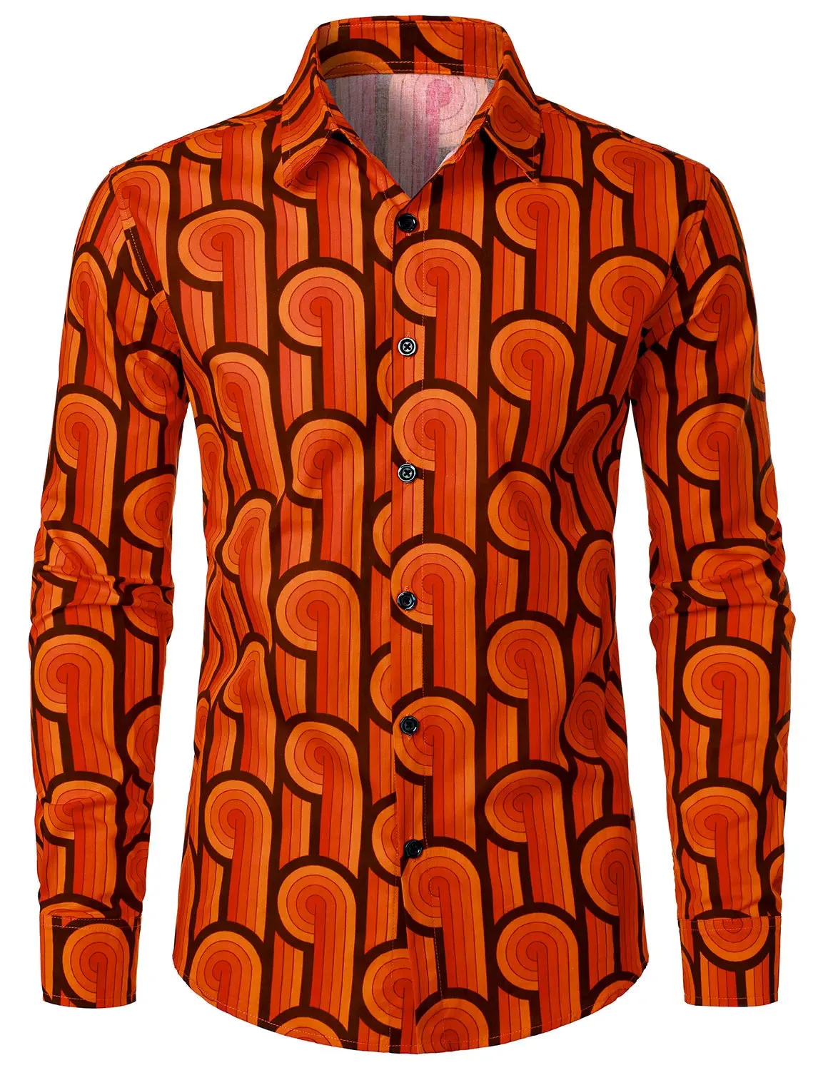 EM Geometric Flower Print Men's Long Sleeve Shirt