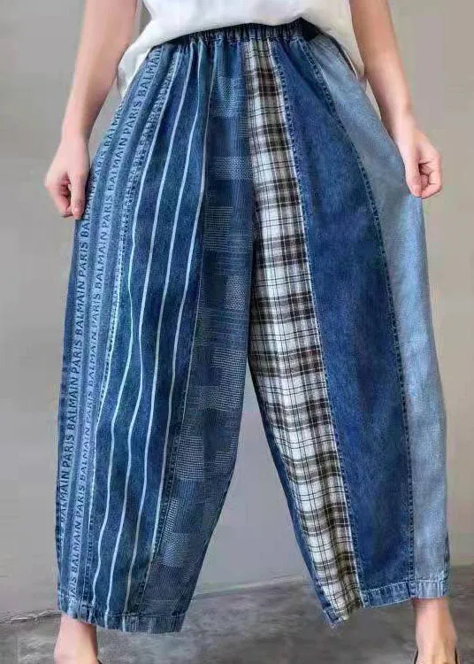 Fine Blue Patchwork fashion denim Pants Spring
