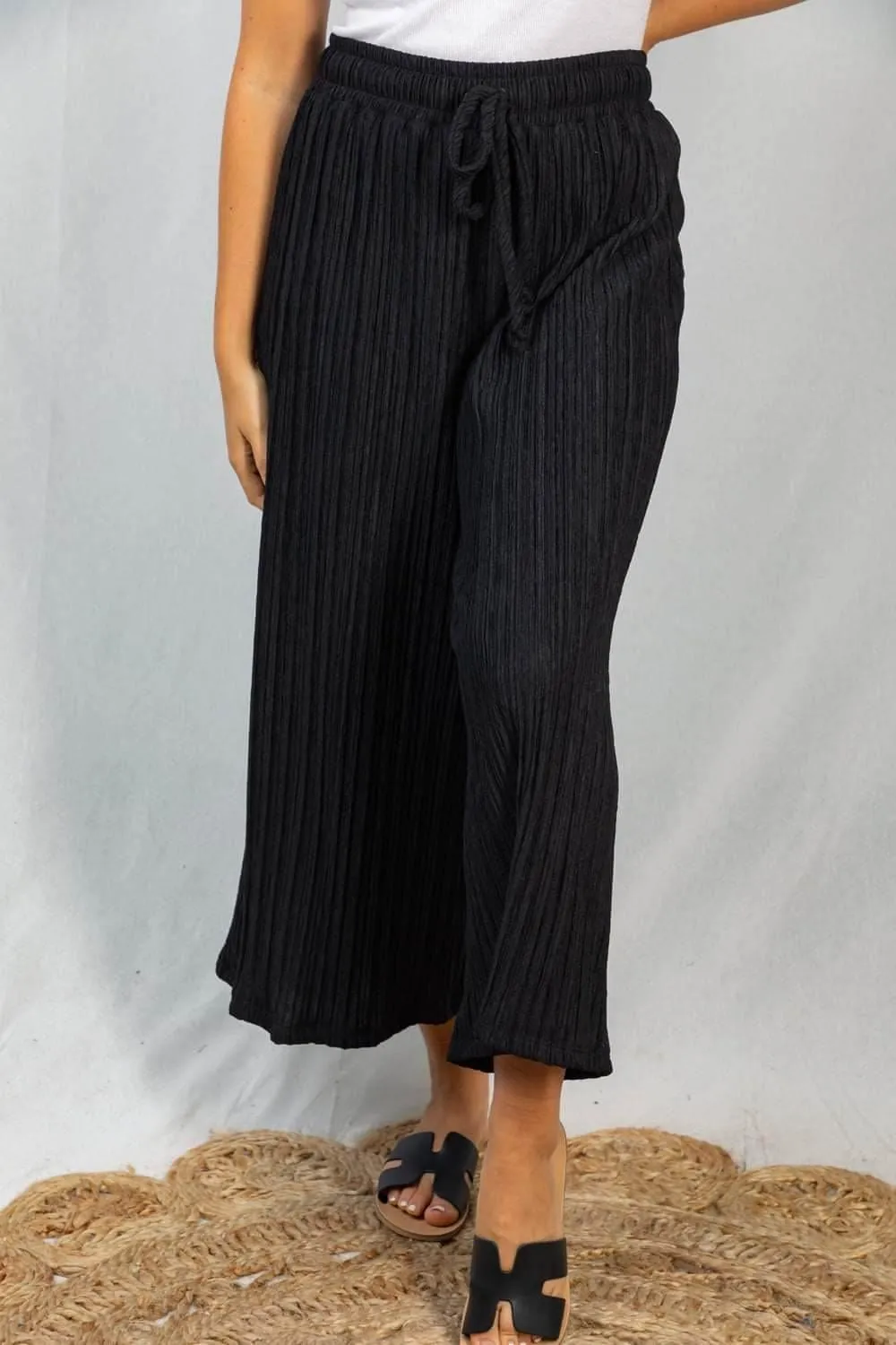 Hadley Crinkle Pleated Wide Leg Pants