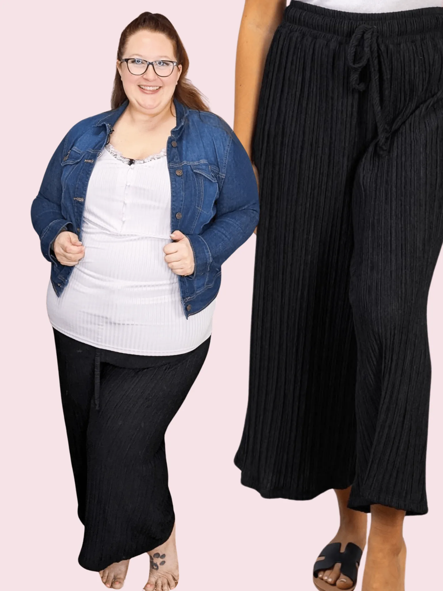 Hadley Crinkle Pleated Wide Leg Pants