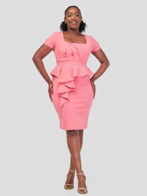 Immaculate Chic Peplum Midi Dress - Pink