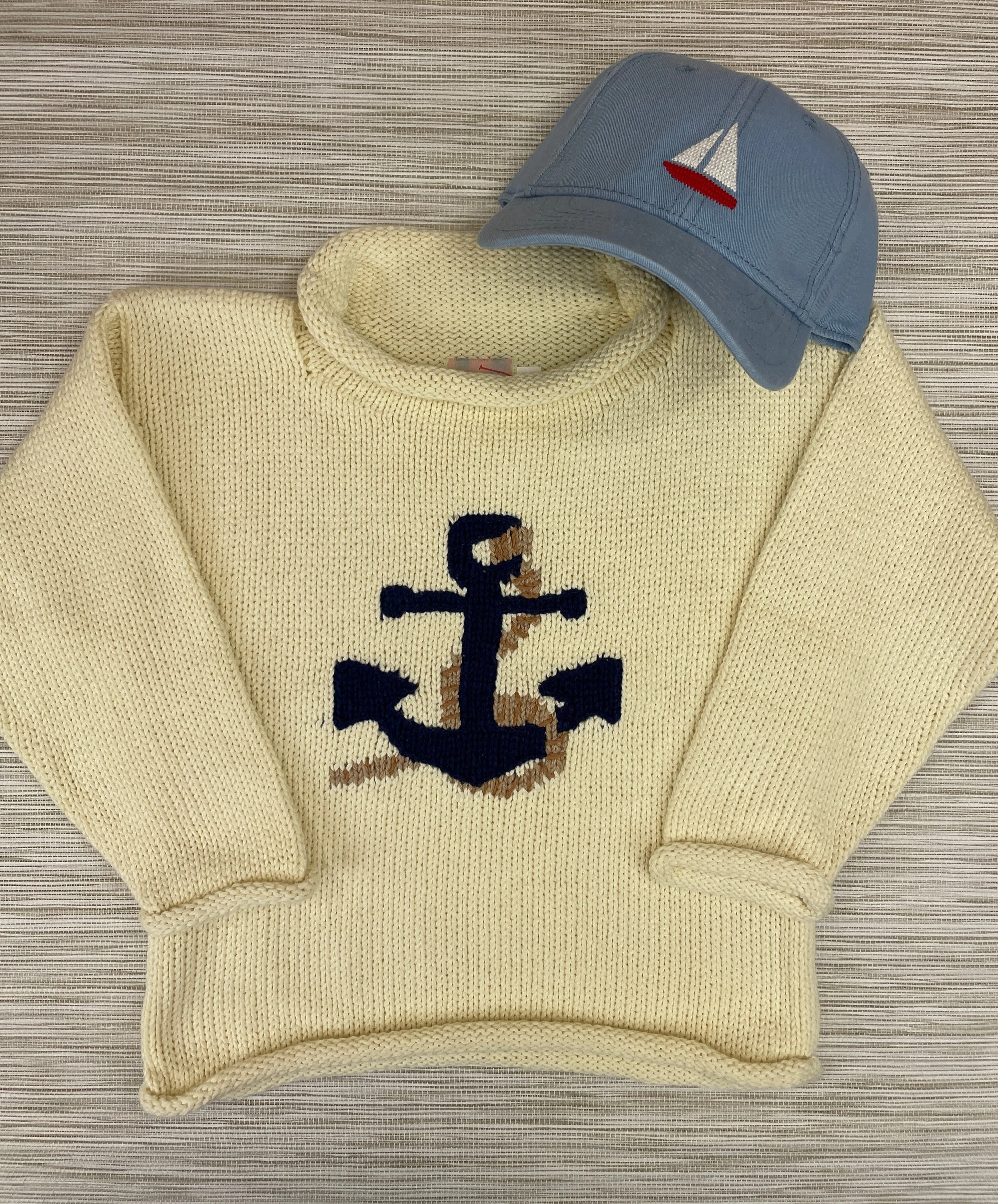 Ivory Anchor Rope Roll Neck Sweater