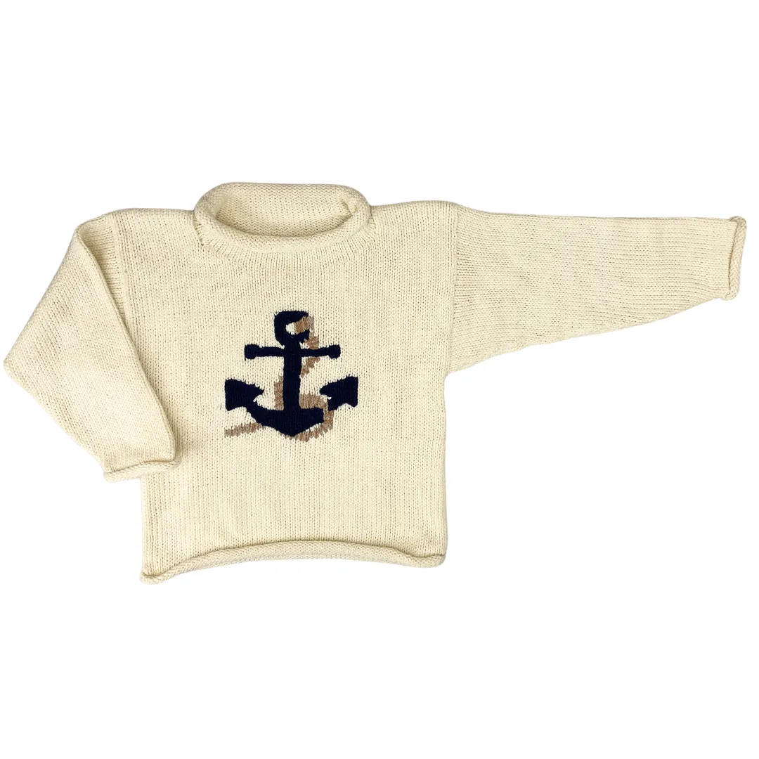 Ivory Anchor Rope Roll Neck Sweater