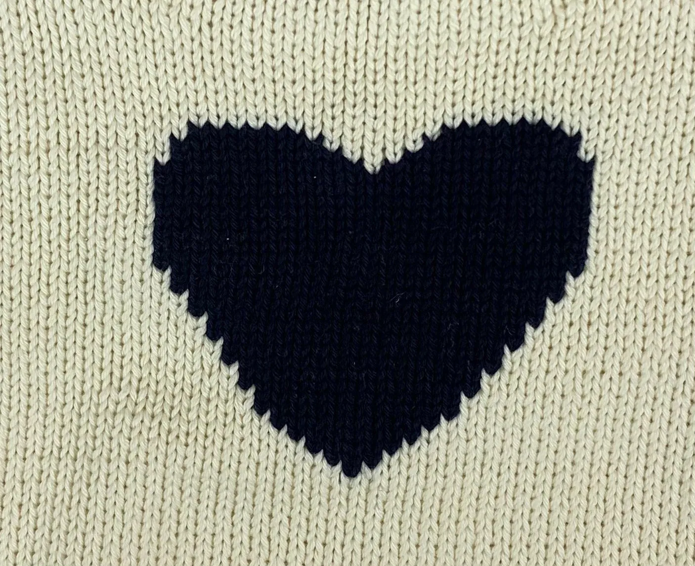Ivory and Navy Single Heart Roll Neck Sweater