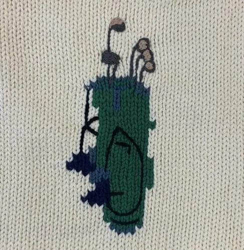 Ivory Green Golf Bag Roll Neck Sweater
