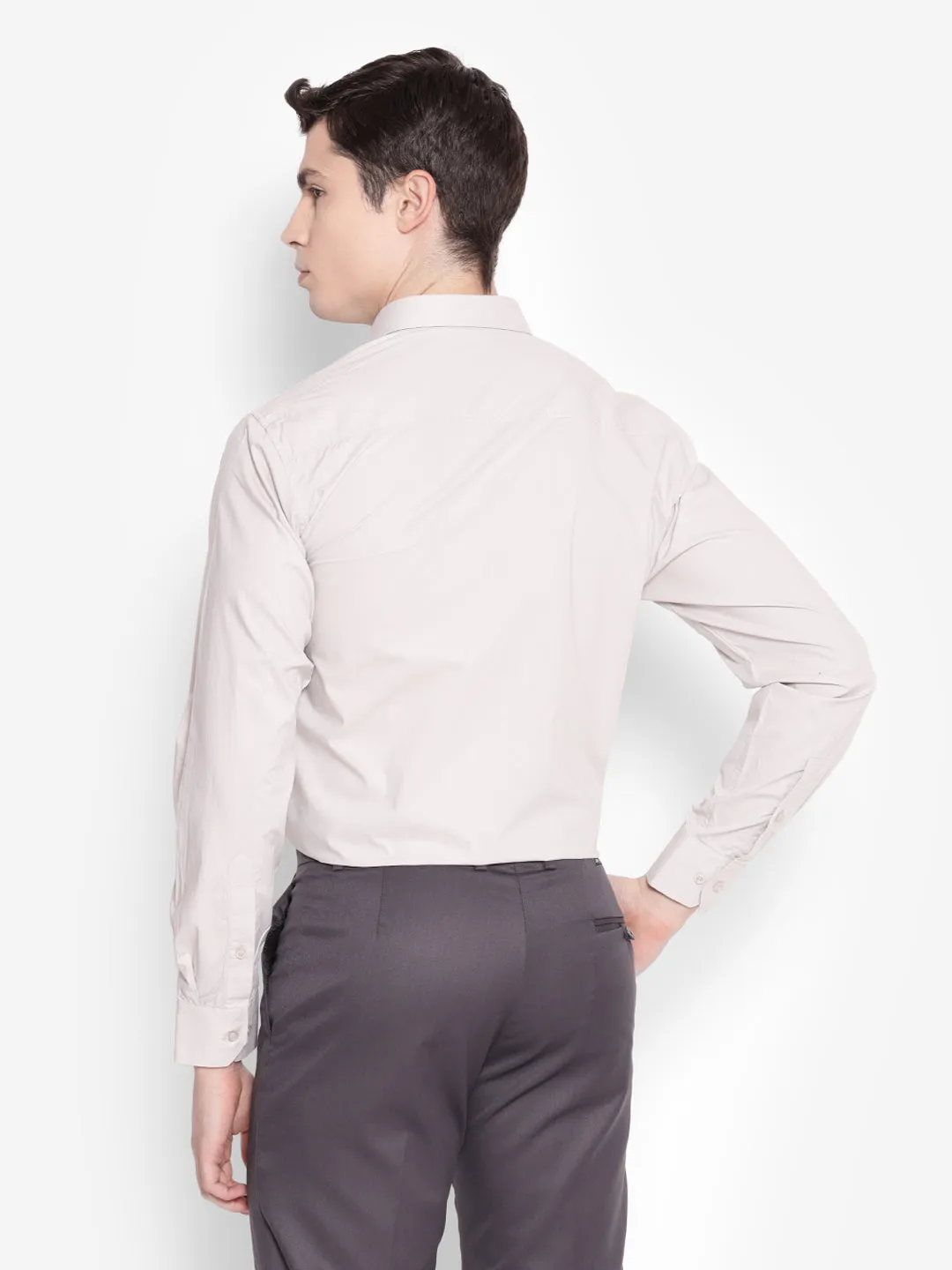 JUMP USA Men Grey Solid Cotton Formal Shirts