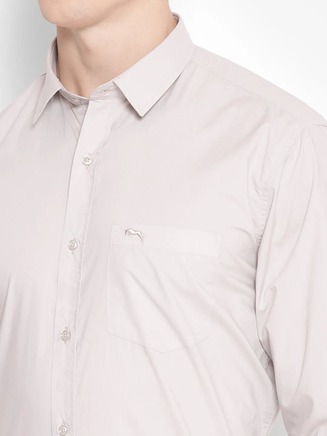 JUMP USA Men Grey Solid Cotton Formal Shirts