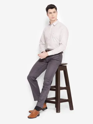 JUMP USA Men Grey Solid Cotton Formal Shirts