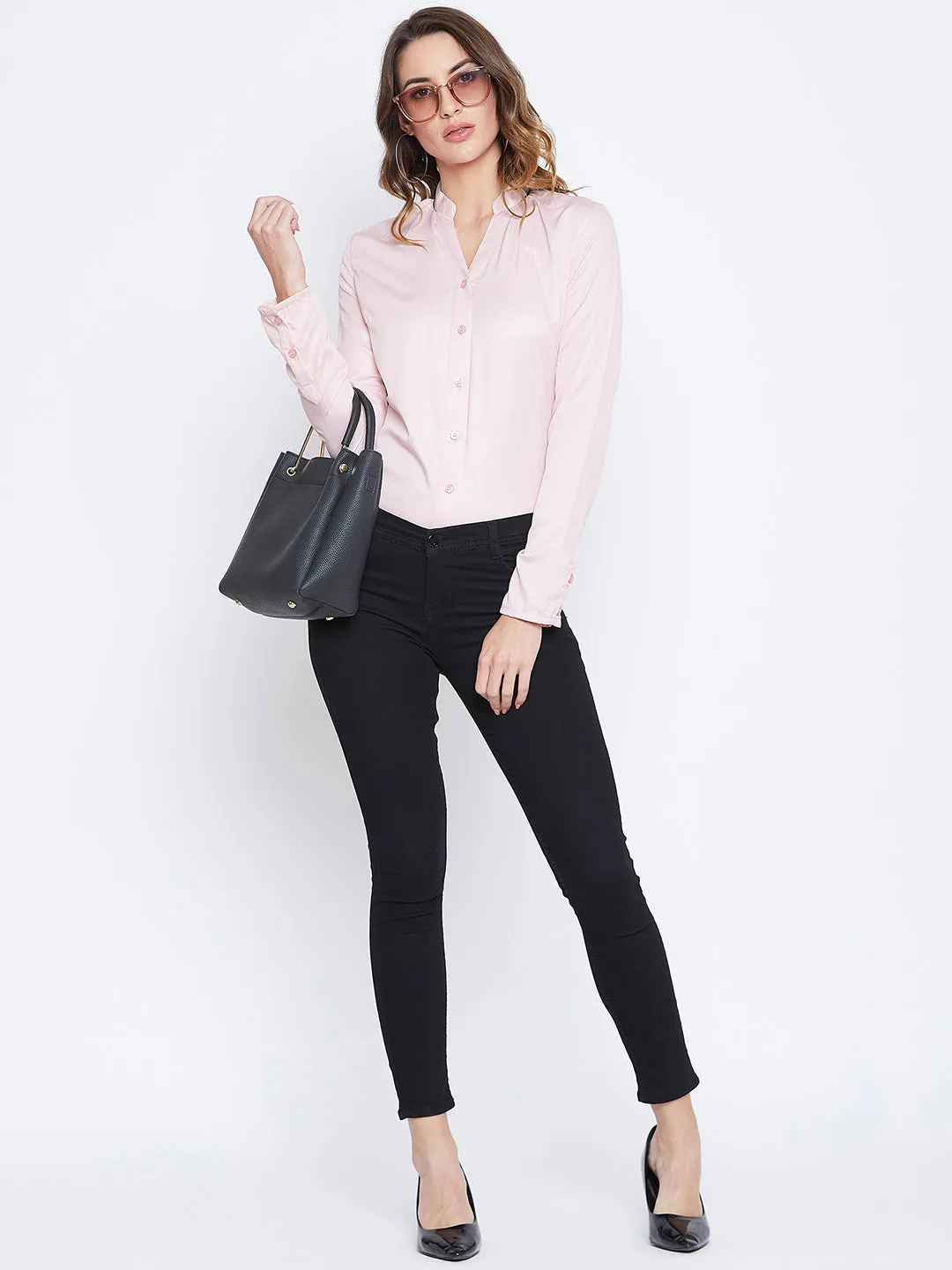 JUMP USA Women Pink Solid Casual Shirts