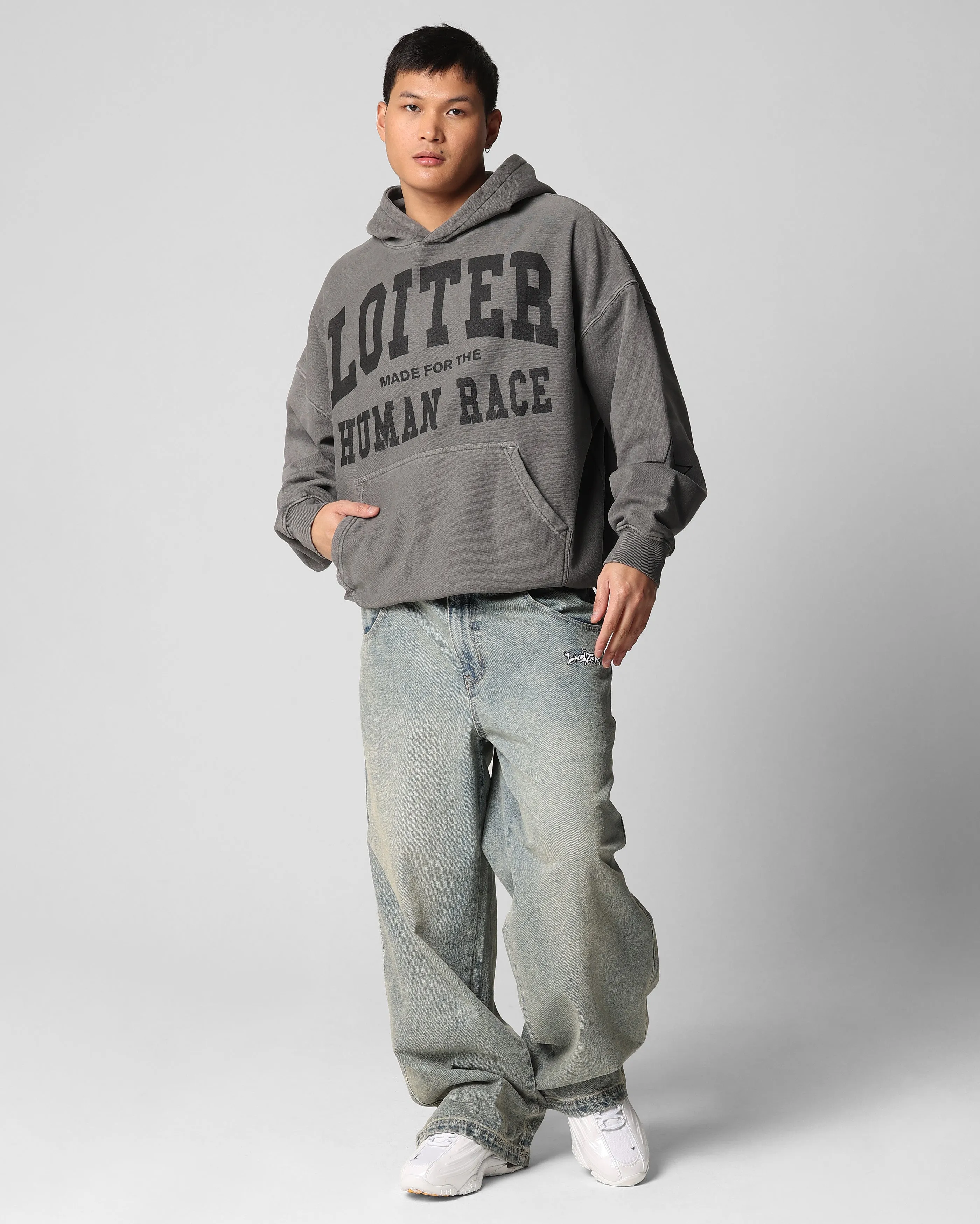 Loiter Training Day Hoodie Washed Charcoal