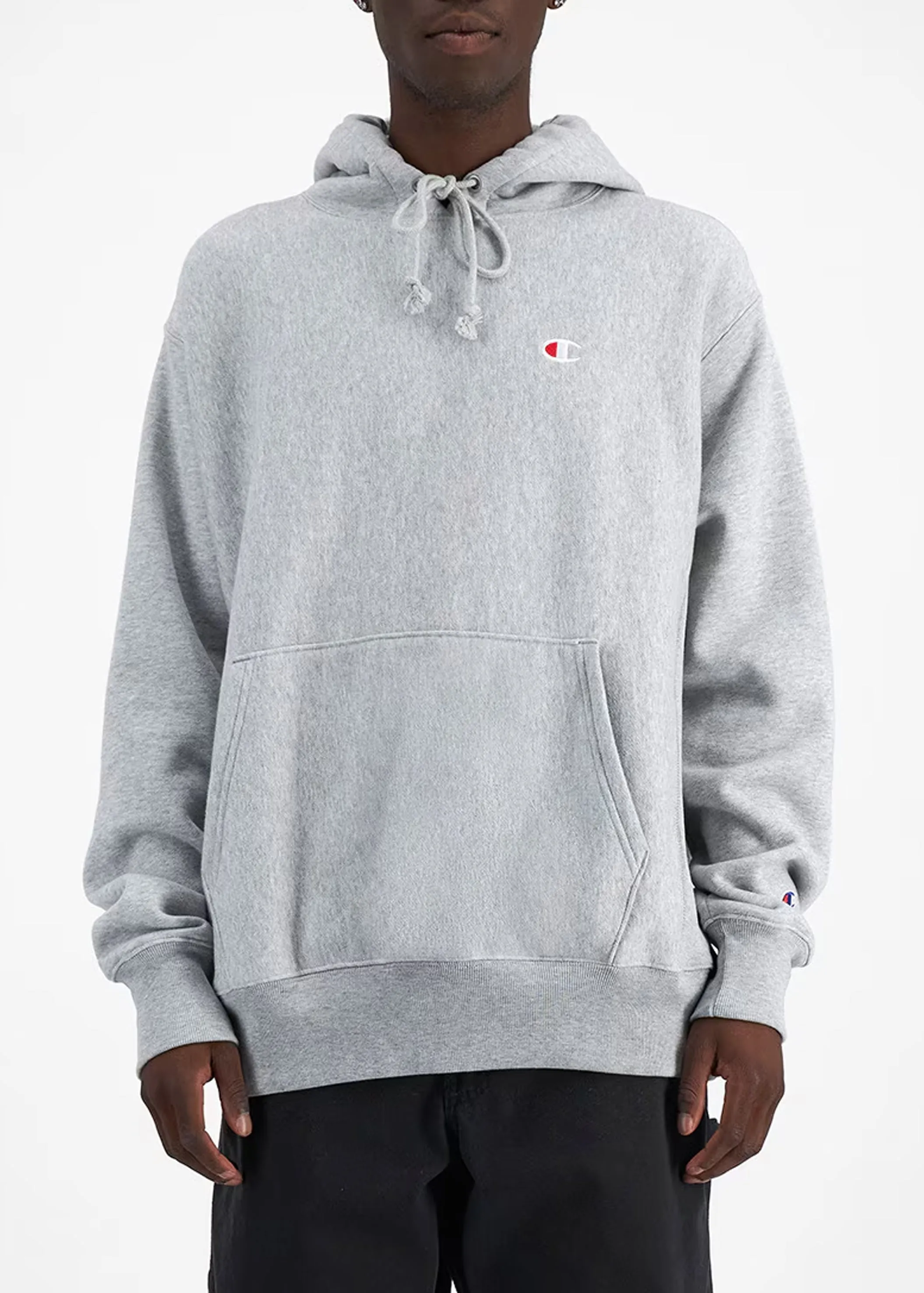 Men's Brand Logo Embroidered Hoodie,Light Grey