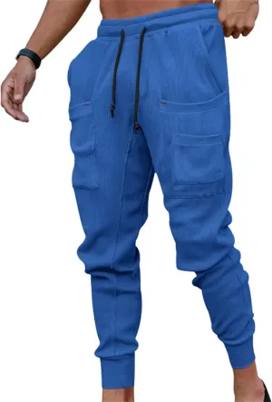 Men's Cargo Jogging Pants Breathable Slim Tapered Workout Sweatpants Drawstring with Pockets for Work Active