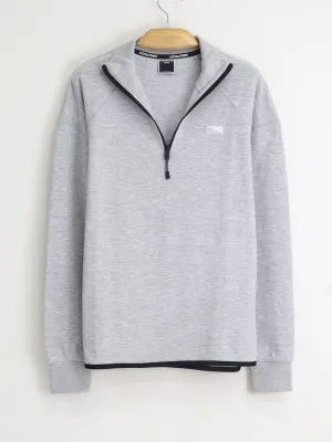 Men's Quarter Zipped Sweatshirt,Light Grey