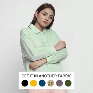Mint Green Cotton Regular Collar High-Low Shirt