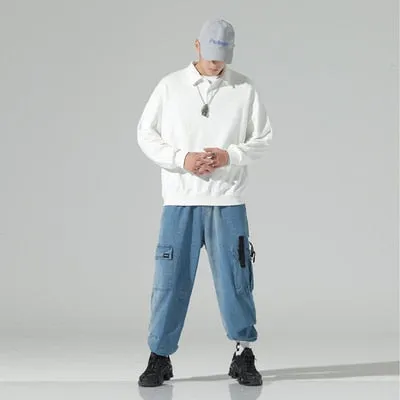 New Fashion Men's Polos Long Sleeve Solid Casual Polo Mens Clothing Oversized Fashion Streetwear Harajuku Polos Shirts