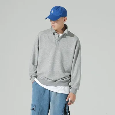 New Fashion Men's Polos Long Sleeve Solid Casual Polo Mens Clothing Oversized Fashion Streetwear Harajuku Polos Shirts