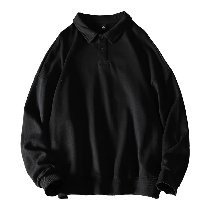 New Fashion Men's Polos Long Sleeve Solid Casual Polo Mens Clothing Oversized Fashion Streetwear Harajuku Polos Shirts