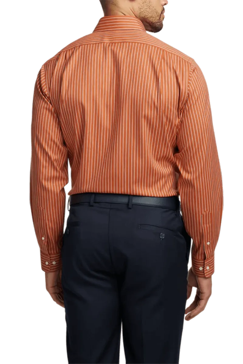 Orange Stretch Non-Iron Stripe Formal Shirt