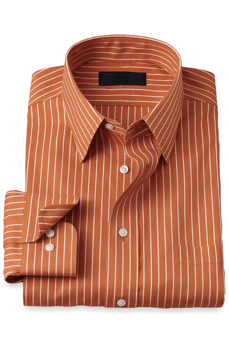 Orange Stretch Non-Iron Stripe Formal Shirt