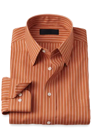 Orange Stretch Non-Iron Stripe Formal Shirt