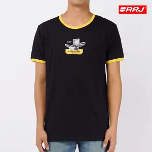 RRJ Basic Tees for Men Semi Body Fitting Shirt CVC Jersey Fabric 143806-U (Black)
