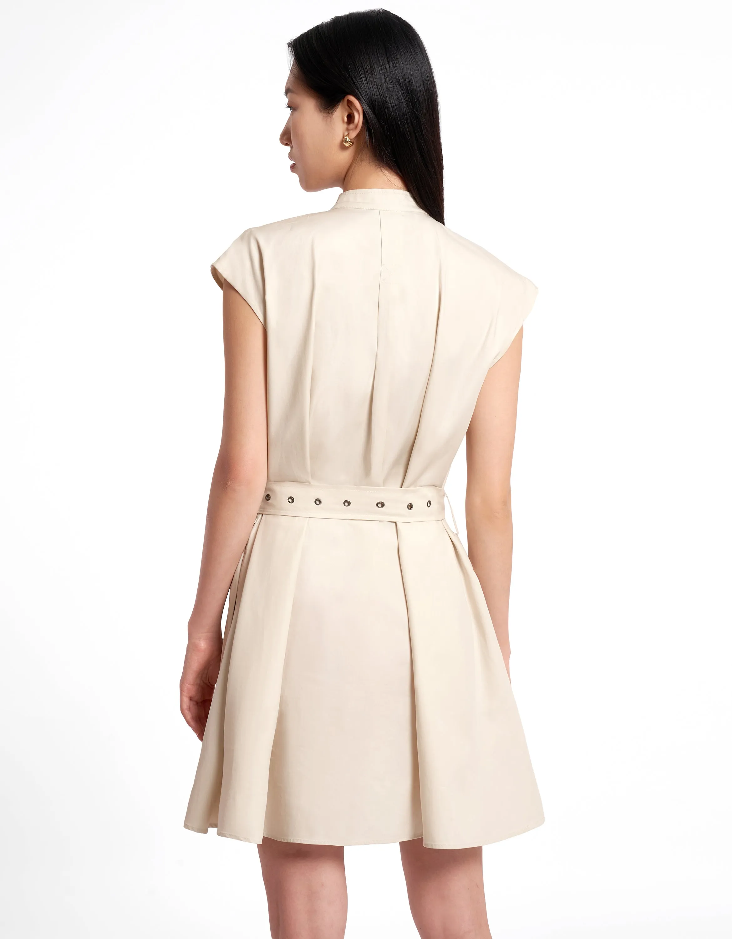 Self-tie Button Closure Dress