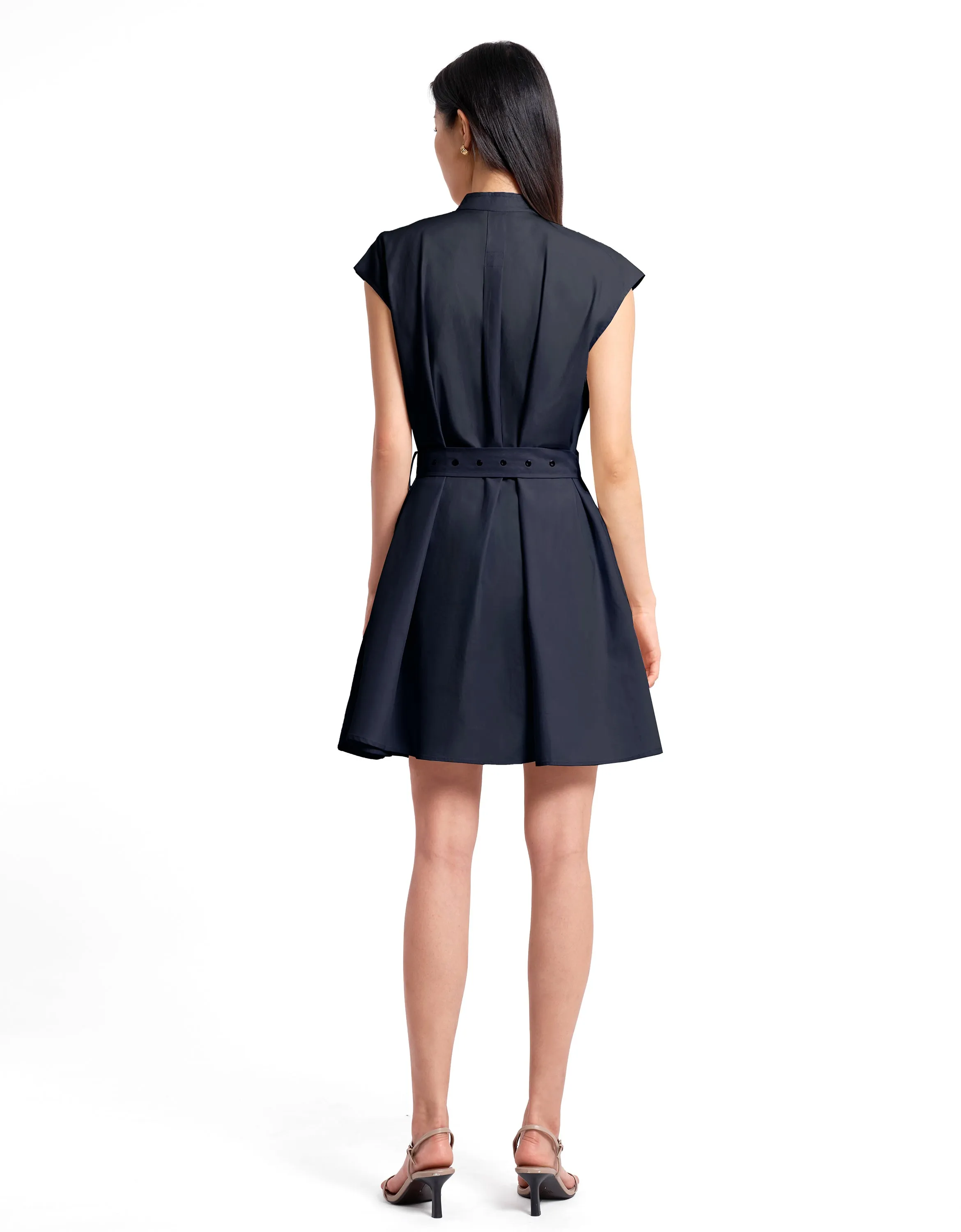 Self-tie Button Closure Dress
