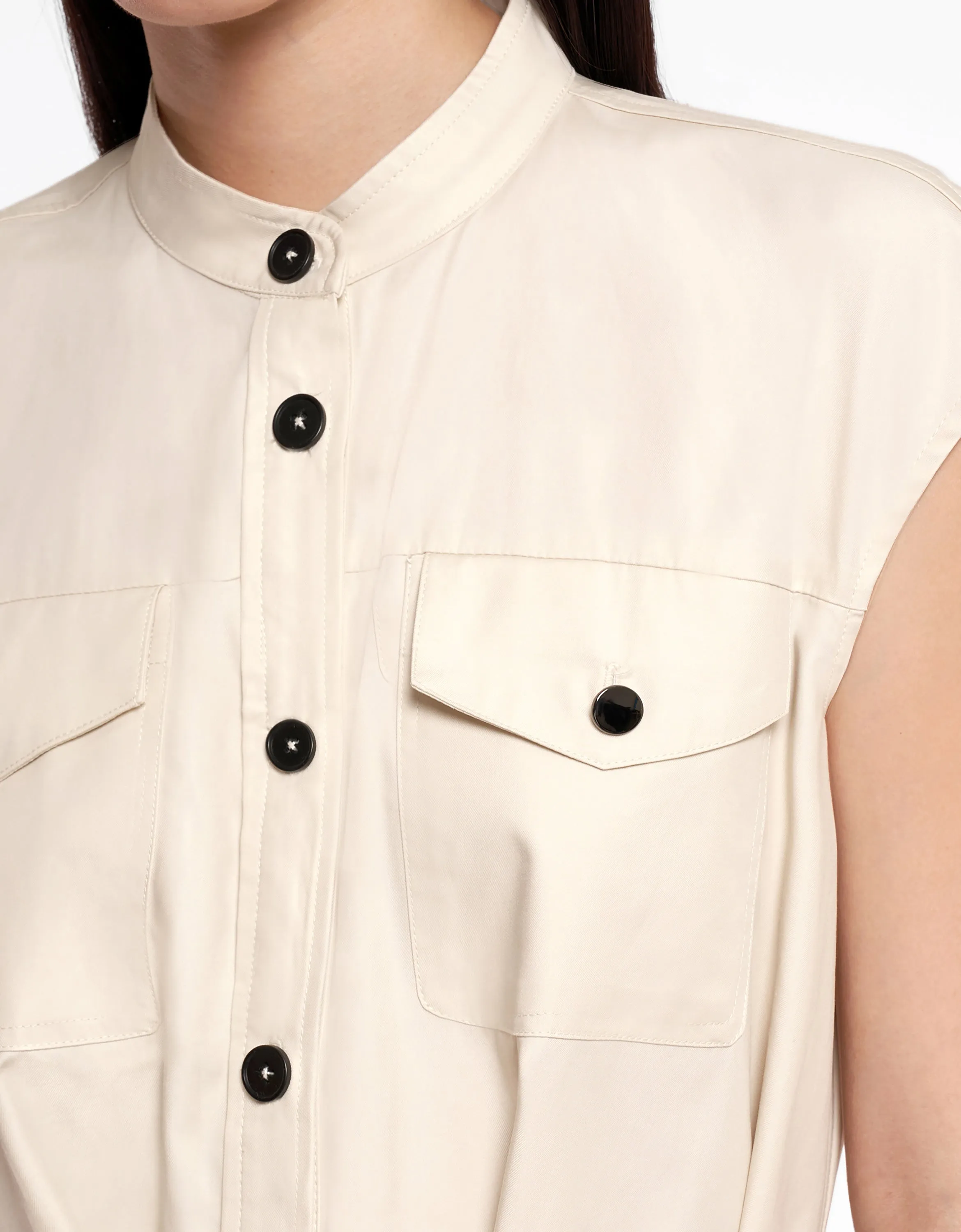 Self-tie Button Closure Dress