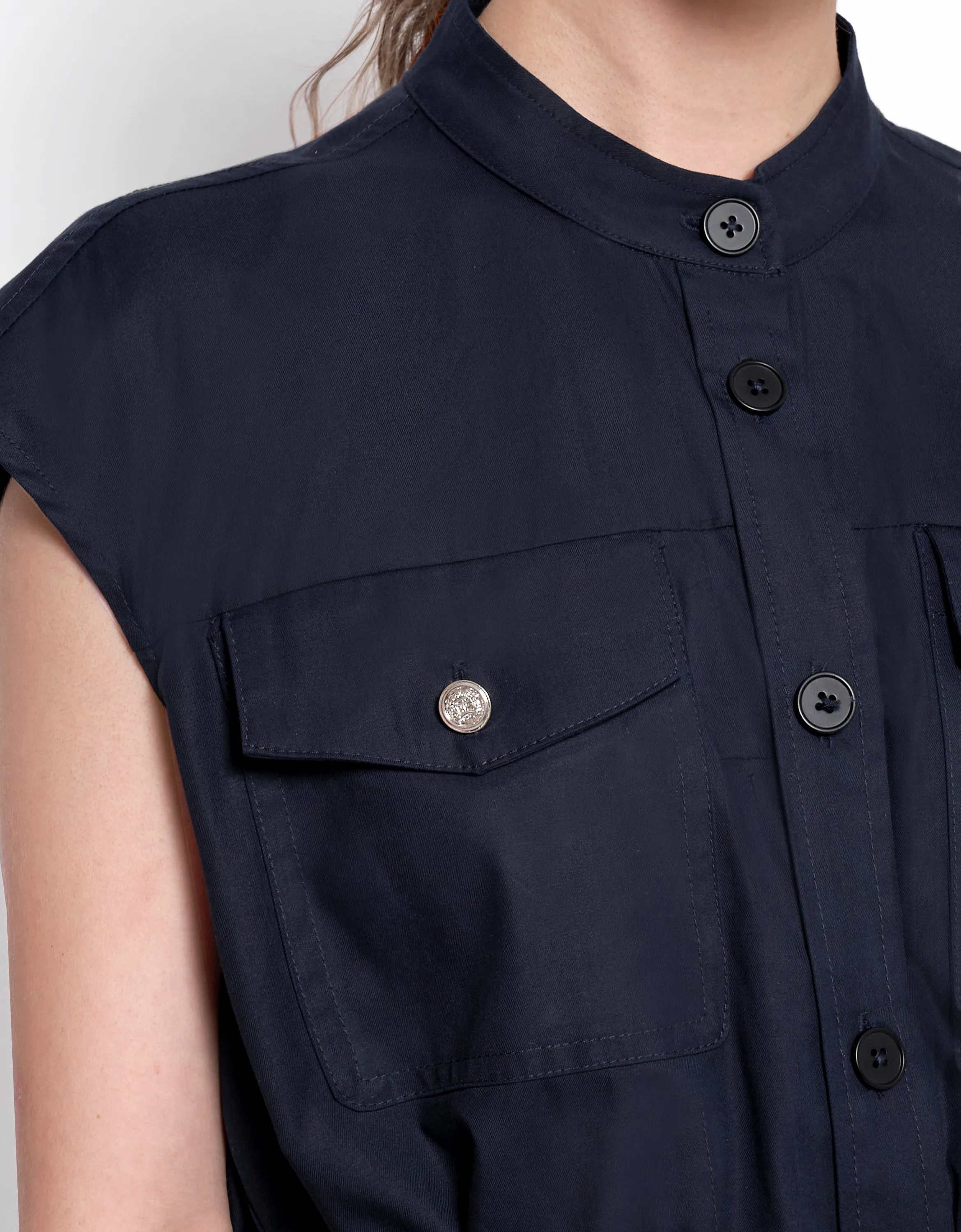 Self-tie Button Closure Dress