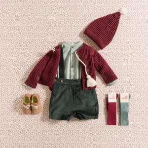 SHORTS W/ STRAPS / PINE GREEN CORDUROY