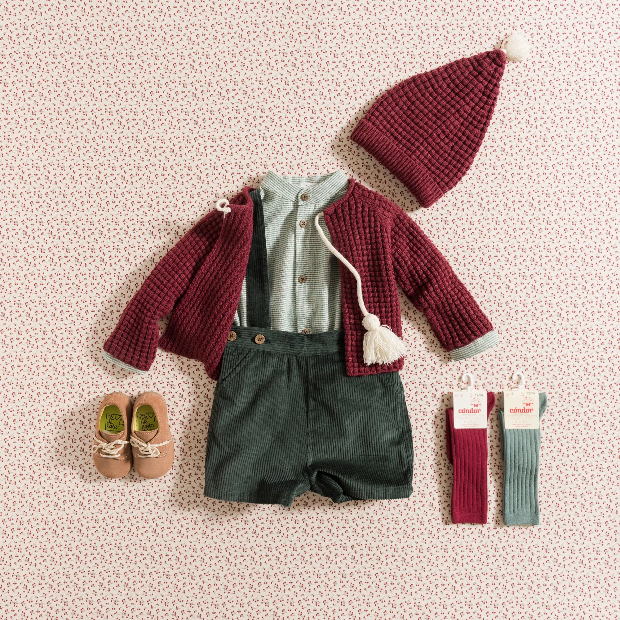 SHORTS W/ STRAPS / PINE GREEN CORDUROY