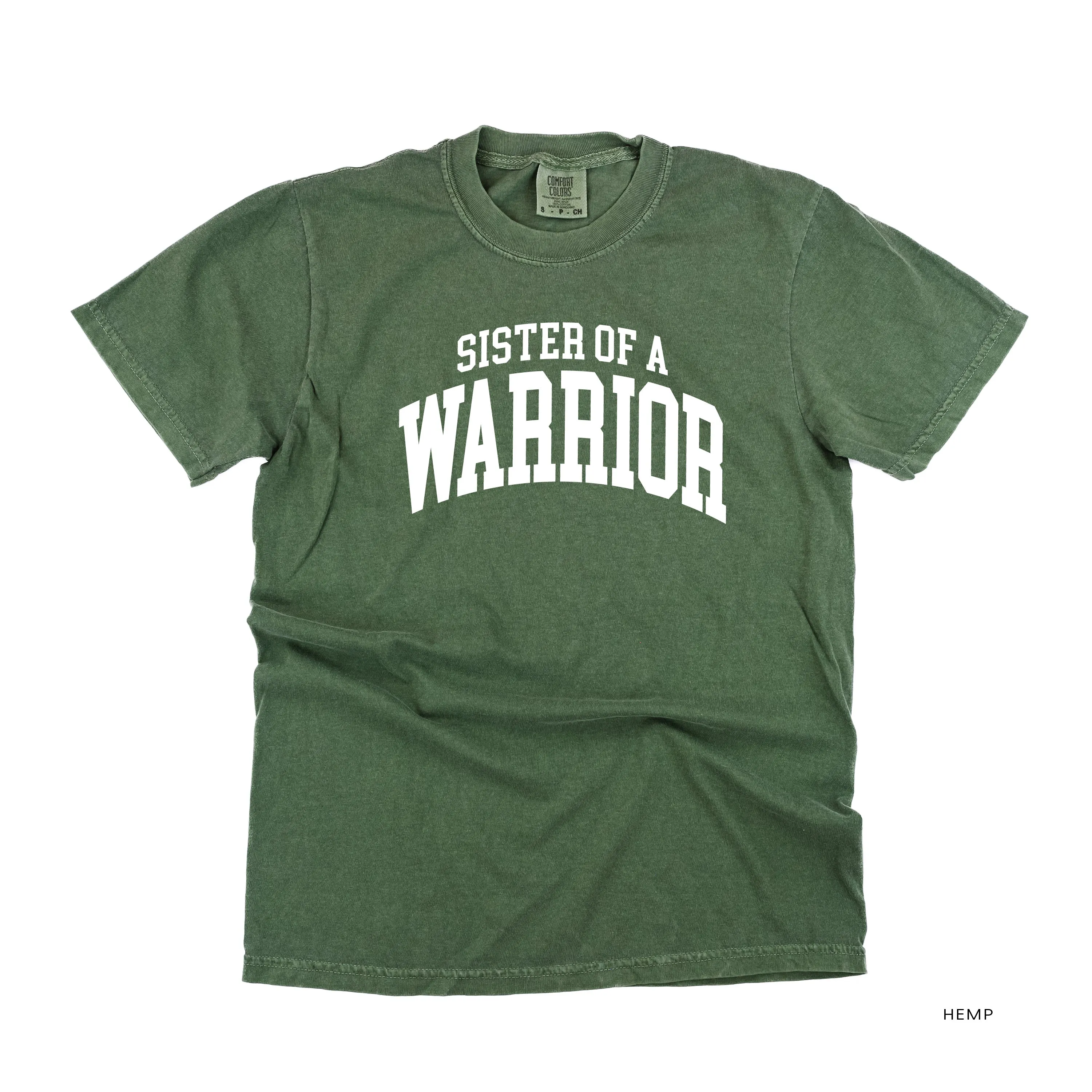 Sister of a Warrior - Varsity - SHORT SLEEVE COMFORT COLORS TEE